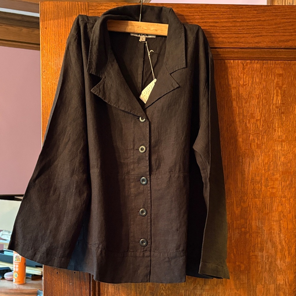 FLAX Linen Black Button-Up jacket.